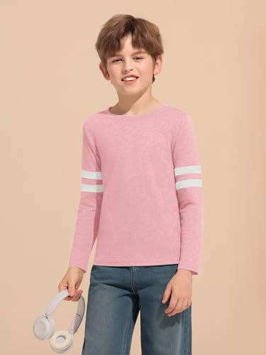 Image of Haloumoning Boys Long Sleeve Shirts Kids Crewneck T Shirts Casual Striped Tops Tees 5-14 Years