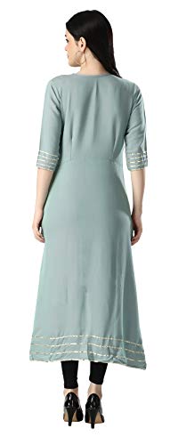 Image of OM SAI LATEST CREATION Designer Slub Cotton Fully Stitched Anarklai Kurti for Women & Girls on Jeans Palazzo or Skirt (Plus Size Upto 2XL)-(Grey)