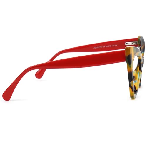 Image of Zeelool Retro Cat Eye Glasses for Women Eyeglasses Frame with Non-prescription Clear Lens ZJGA747707-04 Yellolw