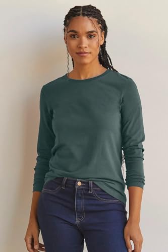 Women's 100% Organic Pima Cotton Relaxed Long Sleeve Crew Neck T-Shirt3