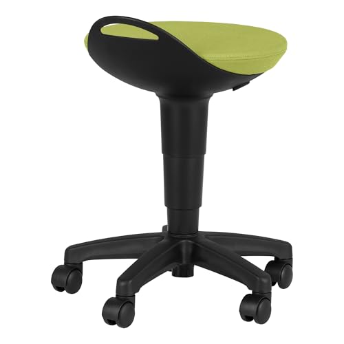 Image of Rolling Adjustable-Height Padded Stool - Fern Green