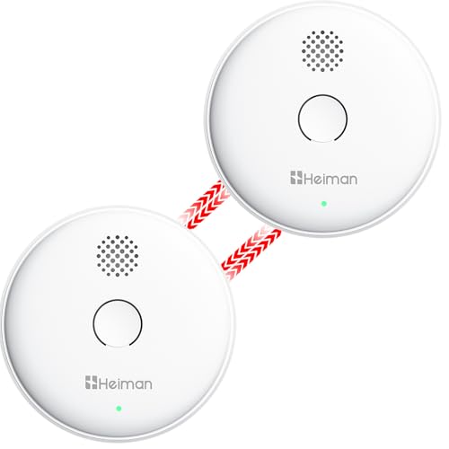 HEIMAN Detector de Humo Interconectado Inalámbrico con Batería Integrada de 10 Años, Cumple con la Norma EN14604 (2 Piezas)