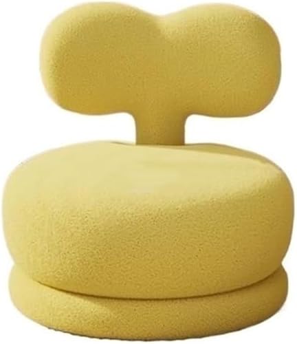 FOELANNE sentado en la espalda, otomano redondo con respaldo, taburete de maquillaje giratorio multicolor para el salón (amarillo)