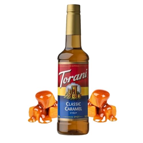 Torani Classic Caramel Coffee Syrup (750ml) - Pure Cane Sugar Caramel Syrup Flavouring for Lattes, Macchiatos & Hot Drinks - Rich Buttery Taste, Vegetarian-Friendly
