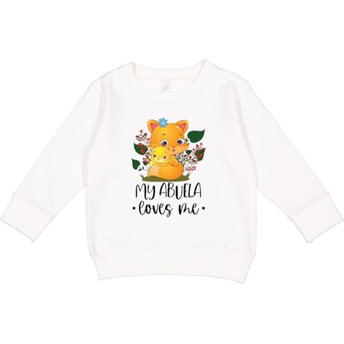 inktastic Cute Kawaii Fox My Abuela Loves Me Toddler Sweatshirt 4T White 42996