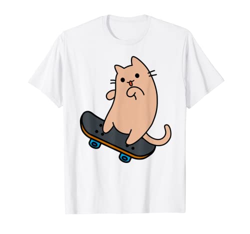 Gato y Skateboard Skateboarding Funny Kitten Camiseta