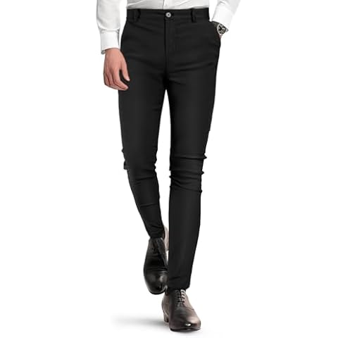 GINGTTO Mens Dress Pants Slim Fit Super Leisure Chino Pants Men Black Formal Pants 36x30 Cover