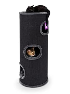 Petrebels Kratztonne Dome 110 cm hoch, Ø 45 cm, extra Breit und Schwer für Ultimative Stabilität, Farbe Schwarz