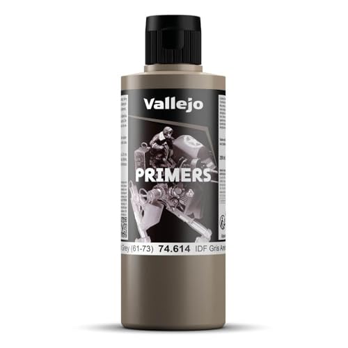Vallejo - Surface Primer Color |IDF Israeli Sand Grey (61-73) 200 ml. (6.76 fl.oz.) | Matte Finish and Fast Drying | Perfect for Airbrushing and Great Adhesion to Figurines and Scale Models