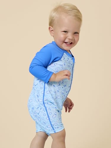 Image of RUGGEDBUTTS Baby /Toddler Boy Swimsuit, One Piece Zipper Rash Guard Sunsuit with UPF 50+ Sun Protection