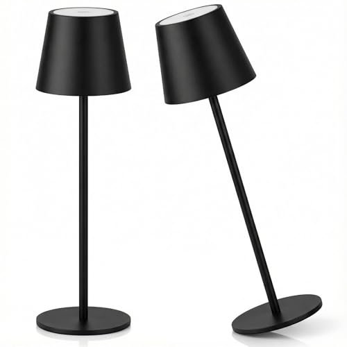 081 Store - 2 PEZZI LAMPADA DA TAVOLO SENZA FILI RICARICABILE, LAMPADA DA TAVOLO LED DIMMERABILE E CON 3 TONALITà DI LUCE, DIMMERABILE 3000-65000K ED IMPERMEABILE IP54