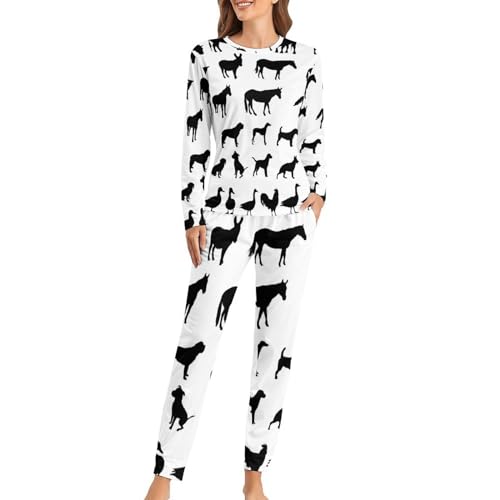 Pyjama femme animaux noirs et blancs finitions soignées et confort durable