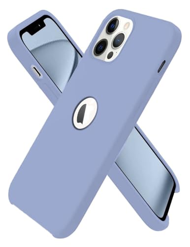 Image of VONZEE Back Cover for iPhone 12 Pro Max Case, Shockproof Slim Camera & Full Body Protection Liquid Silicone TPU Cover with Logo Cut (6.7 Inch) -Lavender Grey
