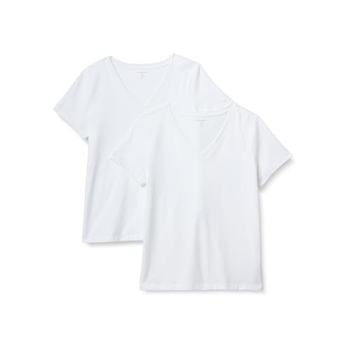 Amazon Essentials Women's Regular Fit 100% Cotton V-Neck Short Sleeve T-Shirt, Multipacks