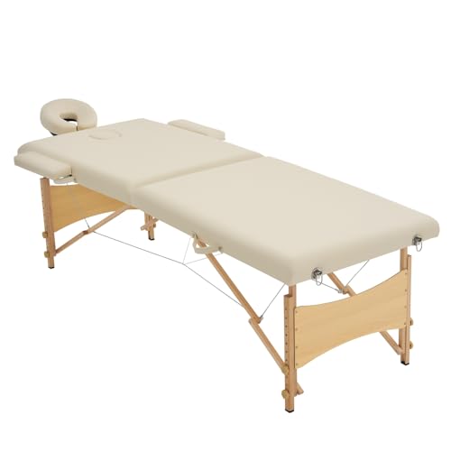 Laovyarw マッサージベッド 折りたたみ コンパクト 超軽量 エステベッド マッサージ台 施術台 施術ベッド ベッド 出張マッサージ (アイボリー)