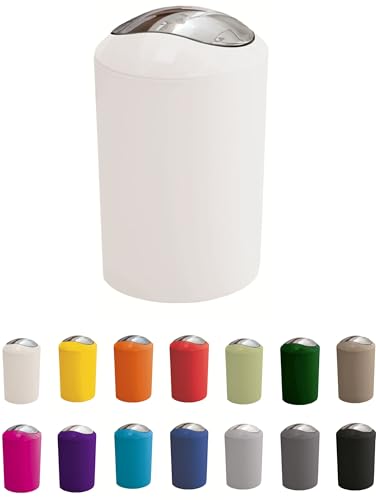 KW Gleam 5Ltr Swing Bin - Compact Bathroom/Office/Bedroom/Waste Bin (White)