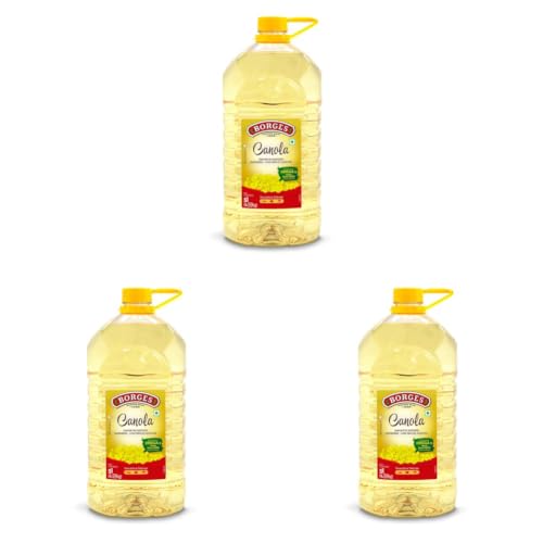 Image of Borges Canola Oil -5L | Source of Omega 3 | 100% Non GMO | Suitable for Deep frying |Delicate flavour (Pack of 3)