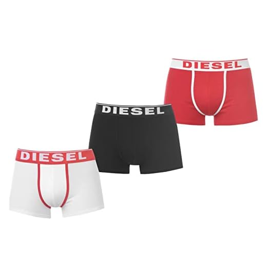 Diesel Kalsonger för män – Umbro – DAMIENTHREEPACK, 3-pack, Flerfärgad (ljusvit/kinesisk röd/svart E4119-0jkkc), XL