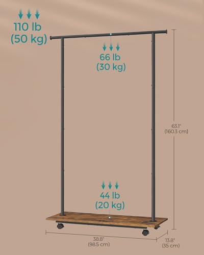 Prime Members: SONGMICS 38.8" Metal Garment Rack w/ Shelf & Wheels (Black) - image 6
