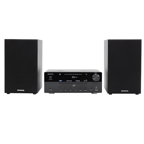 AIWA MSBTU-550 Mini Sistema Hi-Fi Estéreo 50 W RMS con Bluetooth 5.0, CD/MP3, USB (reproducción y Carga), Radio FM-PLL, AUX RCA/3,5 mm, Hyperbass, DSP. Color Negro