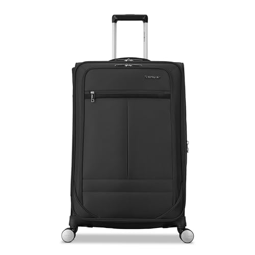 Samsonite Soft-Sided 25-Inch Lightweight Medium Checked Expandable Element Suitcase: Durable, 360° Spinner Wheels, Adjustable Telescopic Handle, 2 Front & 1 Side Pocket -Black - Image 4