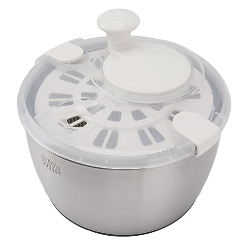 Centrifugador de Ensalada, Gran Capacidad Doble Capa Spinner Lechuga de Acero Inoxidable, Mango de La Cesta de Lavado Frutas Y Verduras Drenaje, para Lavar Secar Verduras de Hoja