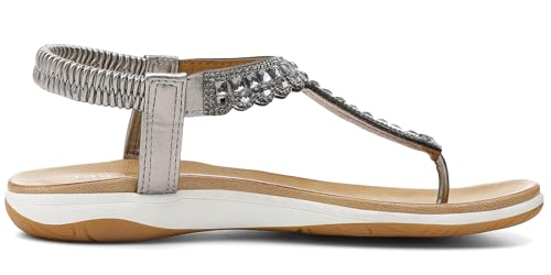 Image of UBFEN Womens Flat Sandals Dress Braided T-Strap Thong Sandals with Arch Support Comfortable for Walking