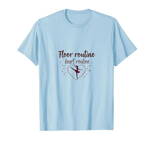 Gymnastics Mom T-Shirt, Floor Routine Heart, Baby Blue, XL