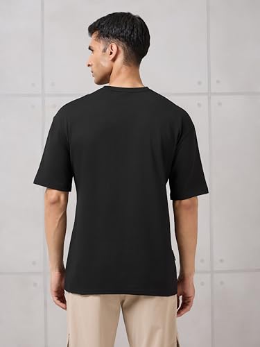 Image of TECHNOSPORT Men's Typography Printed T-Shirt ELASTOPLUS Quick Dry Slim Fit Round Neck Sports Tee for Gym Running Casual Wear UPF50+ Anti Odour