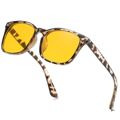 Night Vision Glasses for Driving Square Anti Glare UV400 Protection Lightweight Nighttime Eyewear for Men and Women