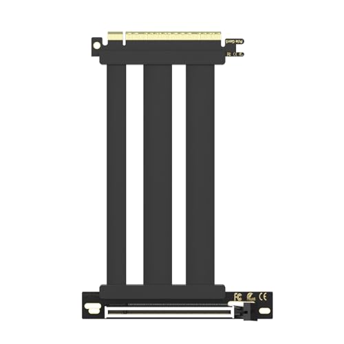Image of GLOTRENDS 150mm PCIe 5.0 Riser Cable for RTX5090 RTX4090 RX9070 RX7900, Compatible with PCIe 5.0 /4.0 GPUs, 90 Degree Right Angle for Vertical GPU Mount