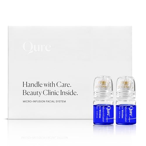 Qure Micro-Infusion System for Face - Blue Formula for All Skin Types Easy 5min Skincare Facial Application - 1 Month Supply
