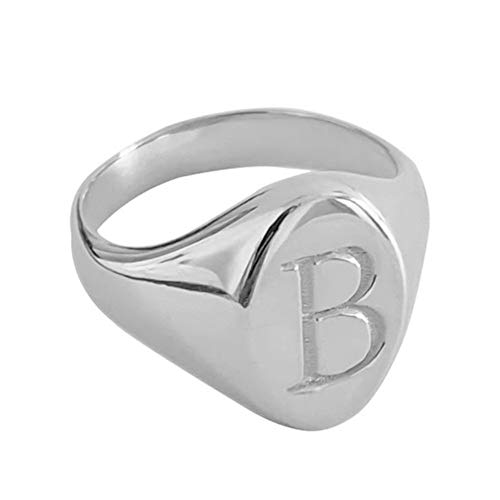 925 Sterling Silver Personalized Oval Signet Ring Custom Monogram Letter Ring