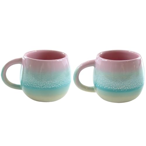 Sass & Belle Juego de 2 tazas de café expreso en tonos pastel, color rosa y verde