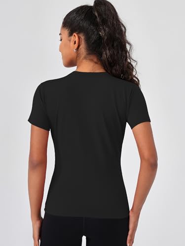 TAISIM Women's Dry Fit Workout Shirt Crew Neck Compression Top4