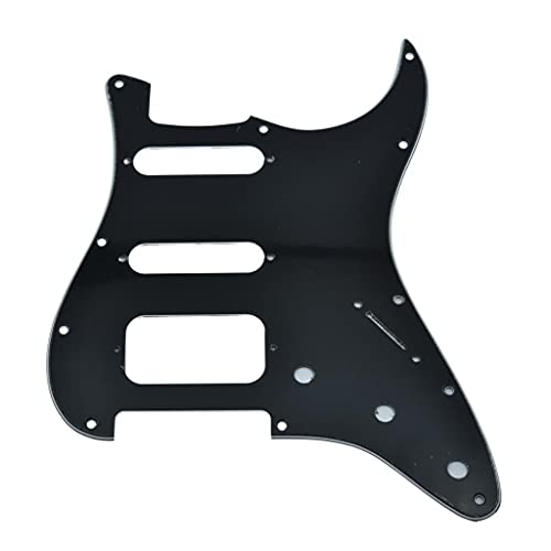 Image of Dopro 11-Hole Strat HSS Guitar Pickguard 2-Screw Humbucking Pickup Mount for American FD Stratocaster Black 3 Ply