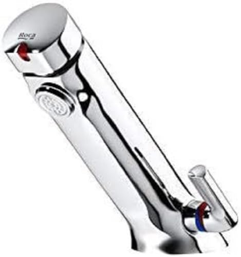 Roca Avant - grifo temporizado de repisa para lavabo con pulsador y maneta lateral...