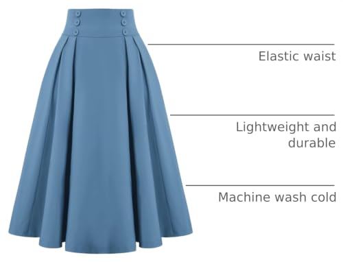 Image of Belle Poque Women's Midi Pleated A-Line Skirts Pockets