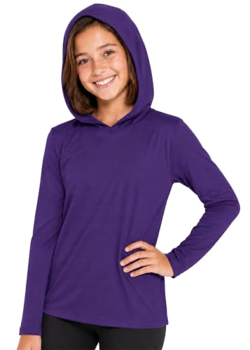 Image of Shirts for Girls Long Sleeve Crew Neck Top, Hoodie or 3 /4 Sleeve Soft Stretch Kids Lightweight Size 2-16