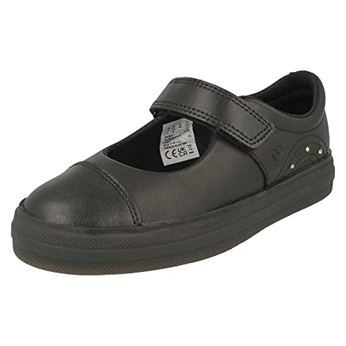 Image of Clarks Girls Mary Jane Style Light Up Shoes Flare Shine K - Black Leather - UK Size 10F - EU Size 28 - US Size 10.5M