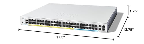 Image of Cisco Catalyst 1300-48MGP-4X Managed Switch, 32 Port GE, 16 Port 2.5GE, PoE, 4x10GE SFP+, Limited Lifetime Protection (C1300-48MGP-4X)