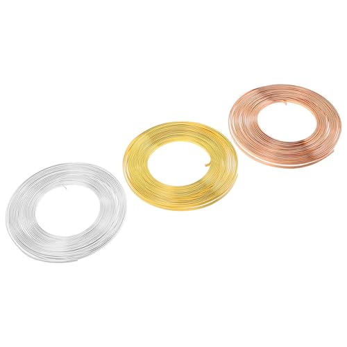 Alambre plano de aluminio Zerodeko de 3x1 mm para manualidades, 3 piezas de 5 metros en tres tonos