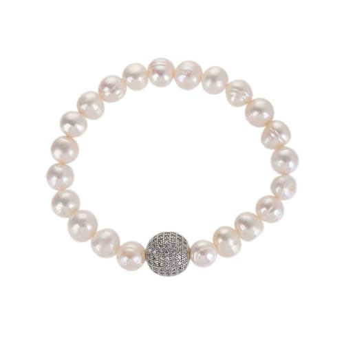 ZVVBOO Freshwater Cultured Pearl Stretch Bracelet For Women Trendy CZ Charm Bracelets Fine Party Jewelry Gifts