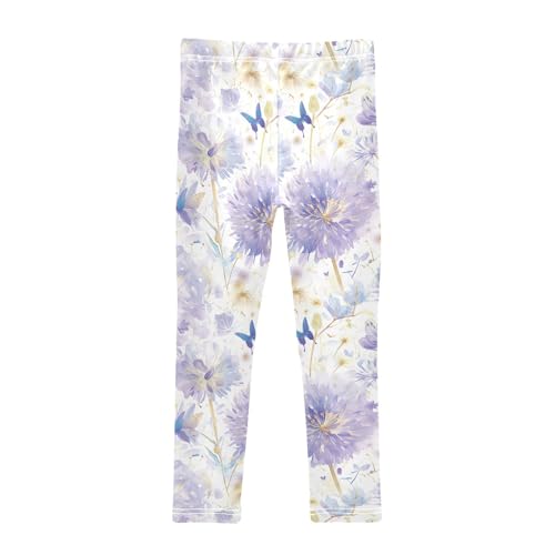 KLL Butterflies Dandelions Pattern Butterflies Gold Girls Athletic Leggings Comfortable High Waisted Athleisure Pants2
