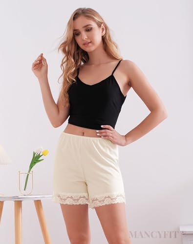 Image of MANCYFIT Pettipants for Women Half Slip Culotte Shorts Split Skirt Lace Snip 4 inch Inseam