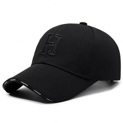 Gorra de Béisbol Coreanas Estilo Verano con Visera Alargada y Diseño Versátil para Hombre y Mujer (Black, One Size)