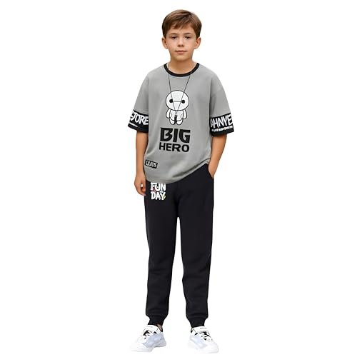 Boys Cotton Blend Clothing Set 2–16 Years – Graphic Printed Round...