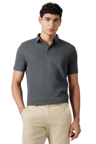 Image of Van Heusen Solid Polo T Shirt for Men | Premium Cotton | Waffle Knit Textured | Regular Fit | Elegant Style | Casual Wear