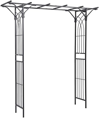 Outsunny 82'' Decorative Metal Garden Trellis Arch with Durable Steel Tubing & Elegant Scrollwork, Perfect for Weddings