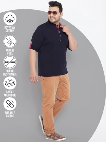 Image of Bigbanana Plus Size Men's Regular Fit Solid Henley Tshirt